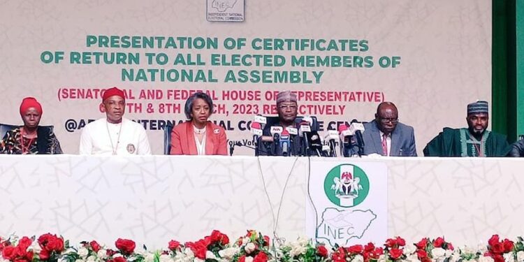 EIGHT NAMES MISSING AS INEC PRESENTS CERTIFICATES OF RETURNS TO SENATORS-ELECT
