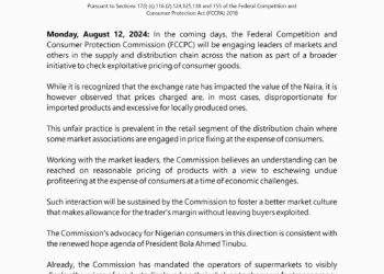 Inflation: FCCPC to Engage Market Leaders and Others
