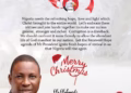 Olukoyede Charges Nigerians on Love, Light and hope at Christmas